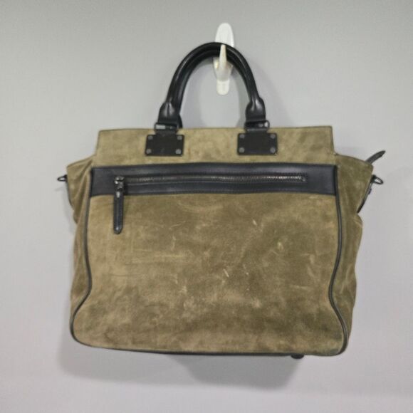 🐢 Rag & Bone New York Olive Green Suede Pilot Bag Large - Picture 6 of 17